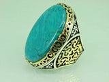 Turkish Handmade Jewelry 925 Sterling Silver Turquoise Stone Mens Rings