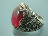 Turkish Handmade Jewelry 925 Sterling Silver Ruby Stone Mens Rings