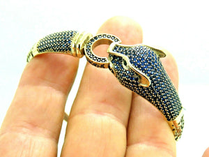Turkish Handmade Jewelry 925 Sterling Silver Sapphire Stone Womens Bangle