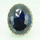 Turkish Handmade Jewelry 925 Sterling Silver Dark Sapphire Mens Rings