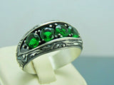 Turkish Handmade Jewelry 925 Sterling Silver Emerald Stone Mens Rings