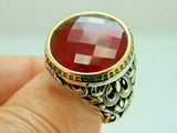 Turkish Handmade Jewelry 925 Sterling Silver Ruby Stone Mens Rings