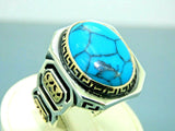 Turkish Handmade Jewelry 925 Sterling Silver Turquoise Stone Mens Rings