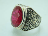 Turkish Handmade Jewelry 925 Sterling Silver Ruby Stone Mens Rings