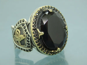 Turkish Handmade Jewelry 925 Sterling Silver Onyx Stone Mens Rings