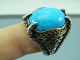 Turkish Handmade Jewelry 925 Sterling Silver Turquoise Stone Mens Rings