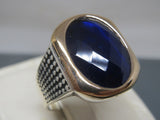 Turkish Handmade Jewelry 925 Sterling Silver Sapphire Stone Mens Rings