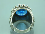 Turkish Handmade Jewelry 925 Sterling Silver Aquamarine Stone Mens Rings