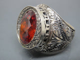 Turkish Handmade Jewelry 925 Sterling Silver Garnet Stone Mens Rings