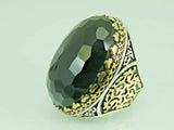 Turkish Handmade Jewelry 925 Sterling Silver Emerald Stone Mens Rings