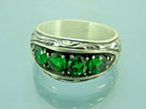 Turkish Handmade Jewelry 925 Sterling Silver Emerald Stone Mens Rings