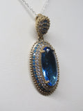 Turkish Handmade Jewelry 925 Sterling Silver Aquamarine Stone Ladies' Necklace