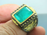 Turkish Handmade Jewelry 925 Sterling Silver Emerald Stone Mens Rings