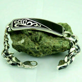 Turkish Handmade Jewelry 925 Sterling Silver Onyx Stone Mens Bracelets