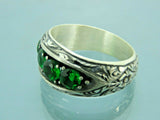 Turkish Handmade Jewelry 925 Sterling Silver Emerald Stone Mens Rings