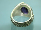 Turkish Handmade Jewelry 925 Sterling Silver Amethyst Stone Engraved Mens Rings