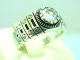 Turkish Handmade Jewelry 925 Sterling Silver Zircon Stone Mens Rings