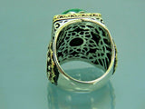 Turkish Handmade Jewelry 925 Sterling Silver Malachite Stone Men's Rings