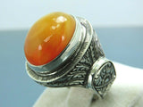 Turkish Handmade Jewelry 925 Sterling Silver Engraved Agate Stone Mens Rings