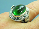 Turkish Handmade Jewelry 925 Sterling Silver Emerald Stone Mens Rings