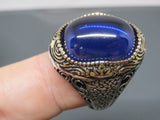 Turkish Handmade Jewelry 925 Sterling Silver Sapphire Stone Mens Rings