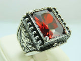 Turkish Handmade Jewelry 925 Sterling Silver Ruby Stone Mens Rings