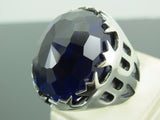 Turkish Handmade Jewelry 925 Sterling Silver Sapphire Stone Mens Rings