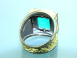 Turkish Handmade Jewelry 925 Sterling Silver Emerald Stone Mens Rings