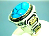 Turkish Handmade Jewelry 925 Sterling Silver Turquoise Stone Mens Rings