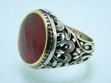 Turkish Handmade Jewelry 925 Sterling Silver Ruby Stone Mens Rings