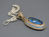 Turkish Handmade Jewelry 925 Sterling Silver Aquamarine Stone Ladies' Necklace