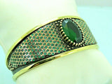 Turkish Handmade Jewelry 925 Sterling Silver Emerald Stone Womens Bangle
