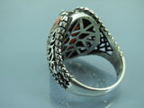 Turkish Handmade Jewelry 925 Sterling Silver Amber Stone Claw Design Mens Rings
