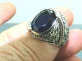 Turkish Handmade Jewelry 925 Sterling Silver Sapphire Stone Mens Rings