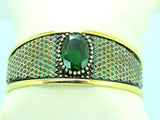 Turkish Handmade Jewelry 925 Sterling Silver Emerald Stone Womens Bangle