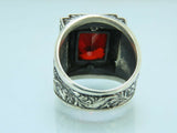 Turkish Handmade Jewelry 925 Sterling Silver Ruby Stone Mens Rings