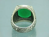 Turkish Handmade Jewelry 925 Sterling Silver Emerald Stone Mens Rings