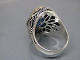 Turkish Handmade Jewelry 925 Sterling Silver Sapphire Stone Mens Rings