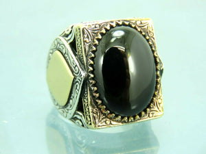 Turkish Handmade Jewelry 925 Sterling Silver Onyx Stone Mens Rings