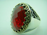 Turkish Handmade Jewelry 925 Sterling Silver Ruby Stone Mens Rings