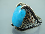 Turkish Handmade Jewelry 925 Sterling Silver Turquoise Stone Mens Rings