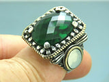 Turkish Handmade Jewelry 925 Sterling Silver Emerald Stone Mens Rings