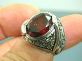 Turkish Handmade Jewelry 925 Sterling Silver Garnet Stone Mens Rings