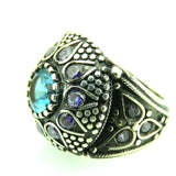 Turkish Handmade Jewelry 925 Sterling Silver Aquamarine Stone Mens Rings