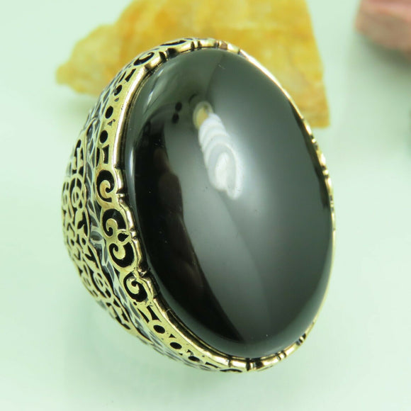 Turkish Handmade Jewelry 925 Sterling Silver Onyx Stone Mens Rings