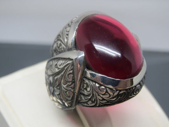 Turkish Handmade Jewelry 925 Sterling Silver Ruby Stone Mens Rings