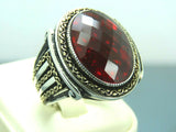 Turkish Handmade Jewelry 925 Sterling Silver Ruby Stone Mens Rings
