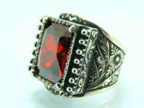 Turkish Handmade Jewelry 925 Sterling Silver Ruby Stone Mens Rings