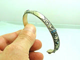 Turkish Handmade Jewelry 925 Sterling Silver Aquamarine Stone Mens Bangle