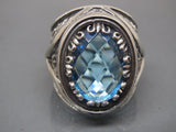 Turkish Handmade Jewelry 925 Sterling Silver Aquamarine Stone Mens Rings